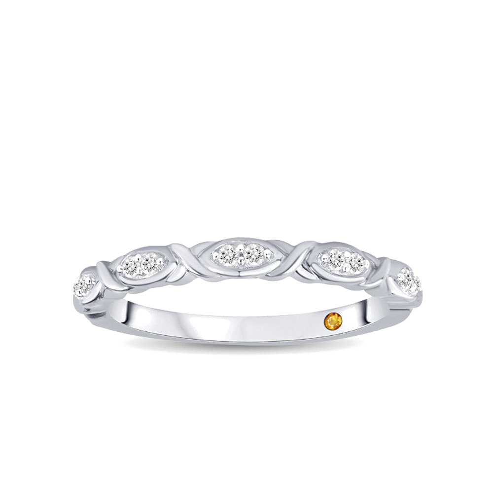 La Joya Delphi 'XO' Styled Lab Grown Diamond Ring | White Silver 1/10 CT. TW.