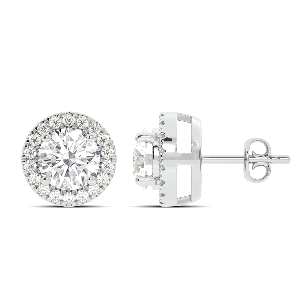 La Joya Grand Lab Grown Round Halo Diamond Earrings | 10K White Gold 2 1/3 ct.tw.