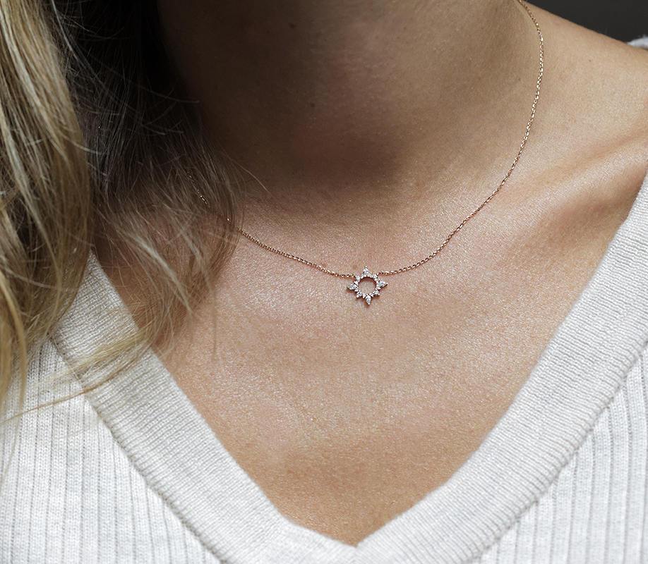 Halo Star Necklace, Diamond Jewelry
