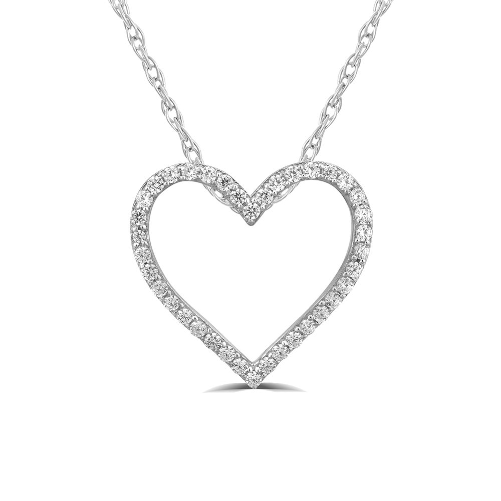 La Joya Lab Grown Heart Outline  Floating Diamond Necklace | White Gold 1/4 - 1 CT. TW.