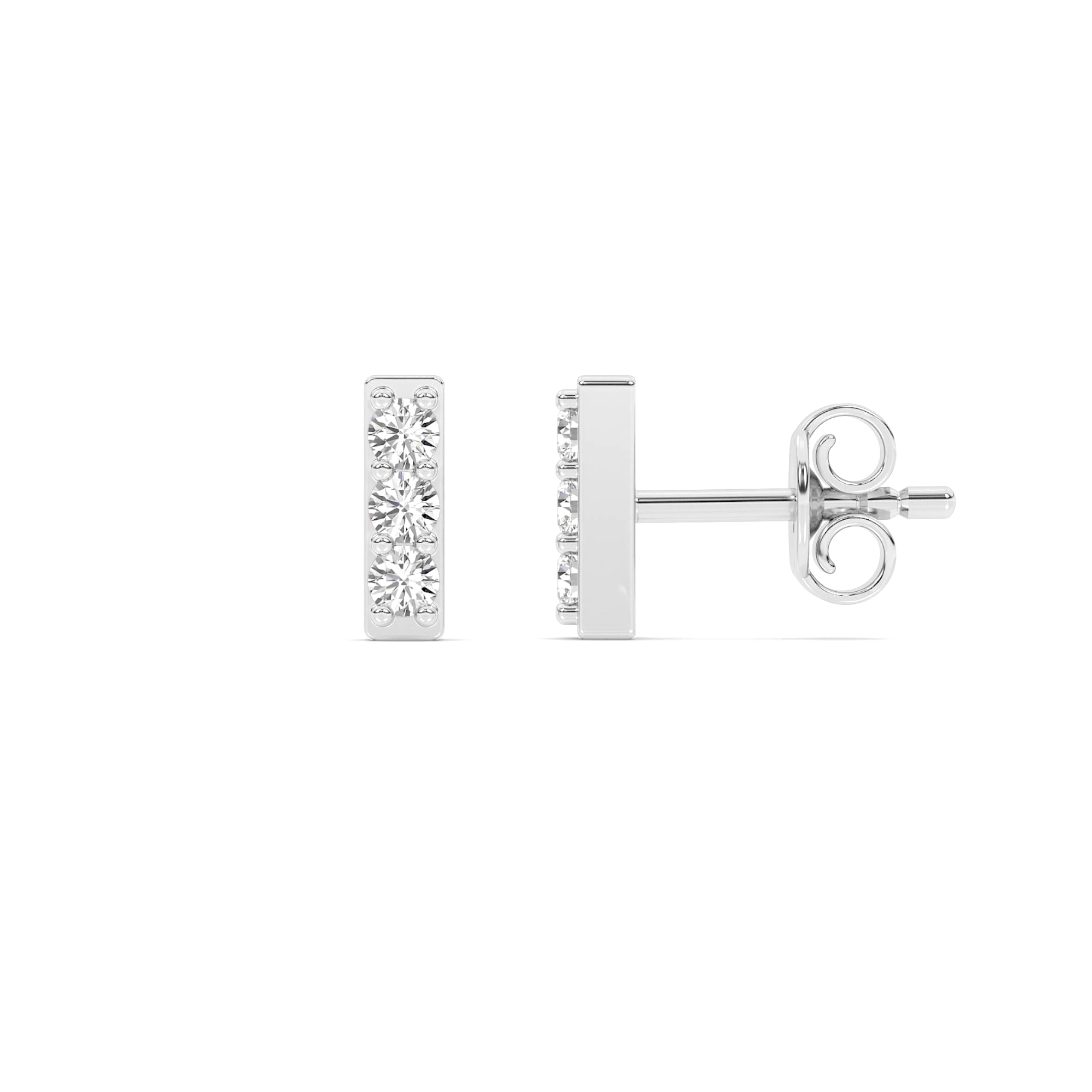 La Joya Sloane Lab Created Diamond Bar Earrings | Sterling Silver 1/6 ct. tw.