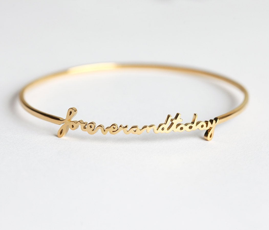Solid Gold Signature Name Bangle Jewelry