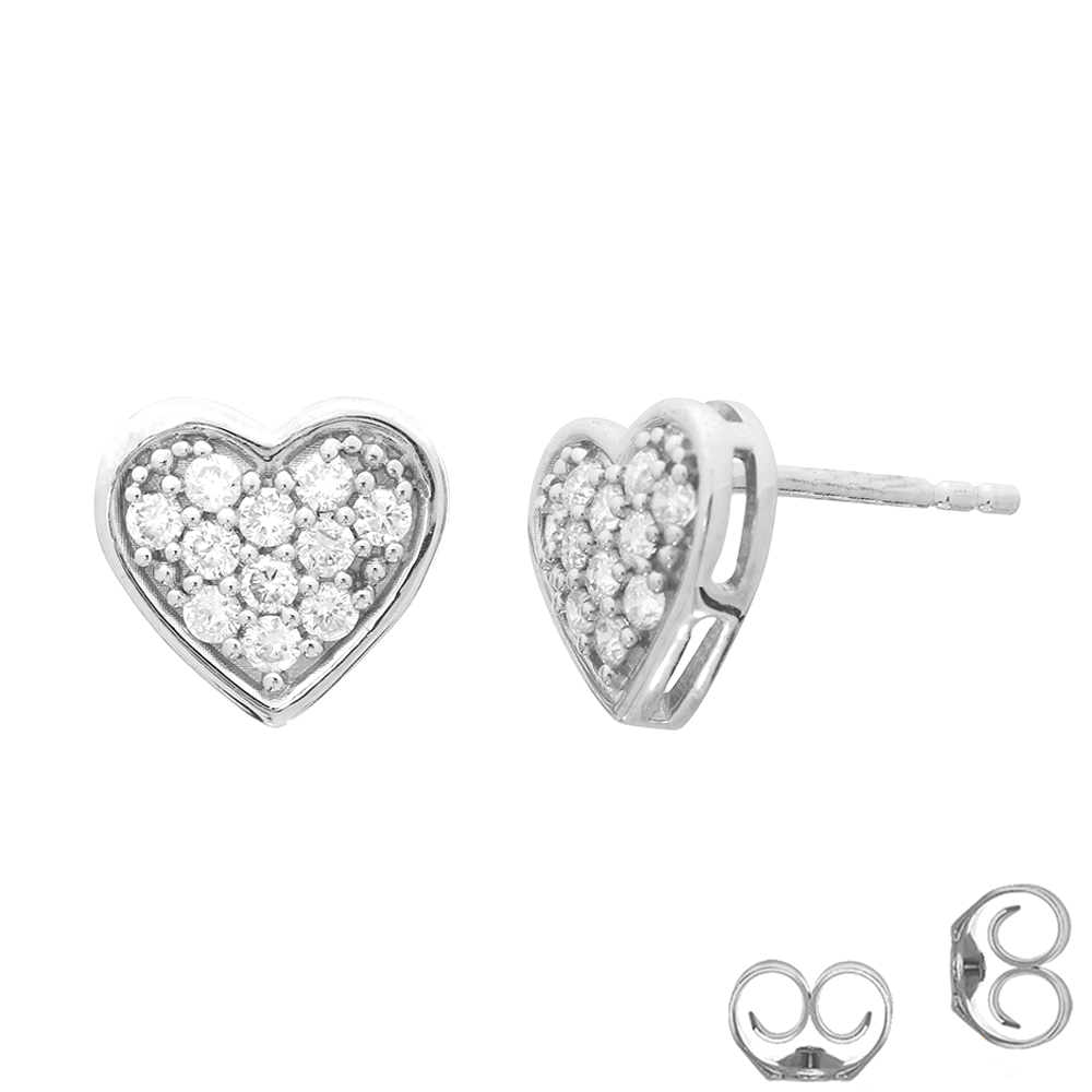 La Joya Sterling Silver Lab Grown Diamond Cluster Heart Earrings | Sterling Silver 1/3 ct. tw.