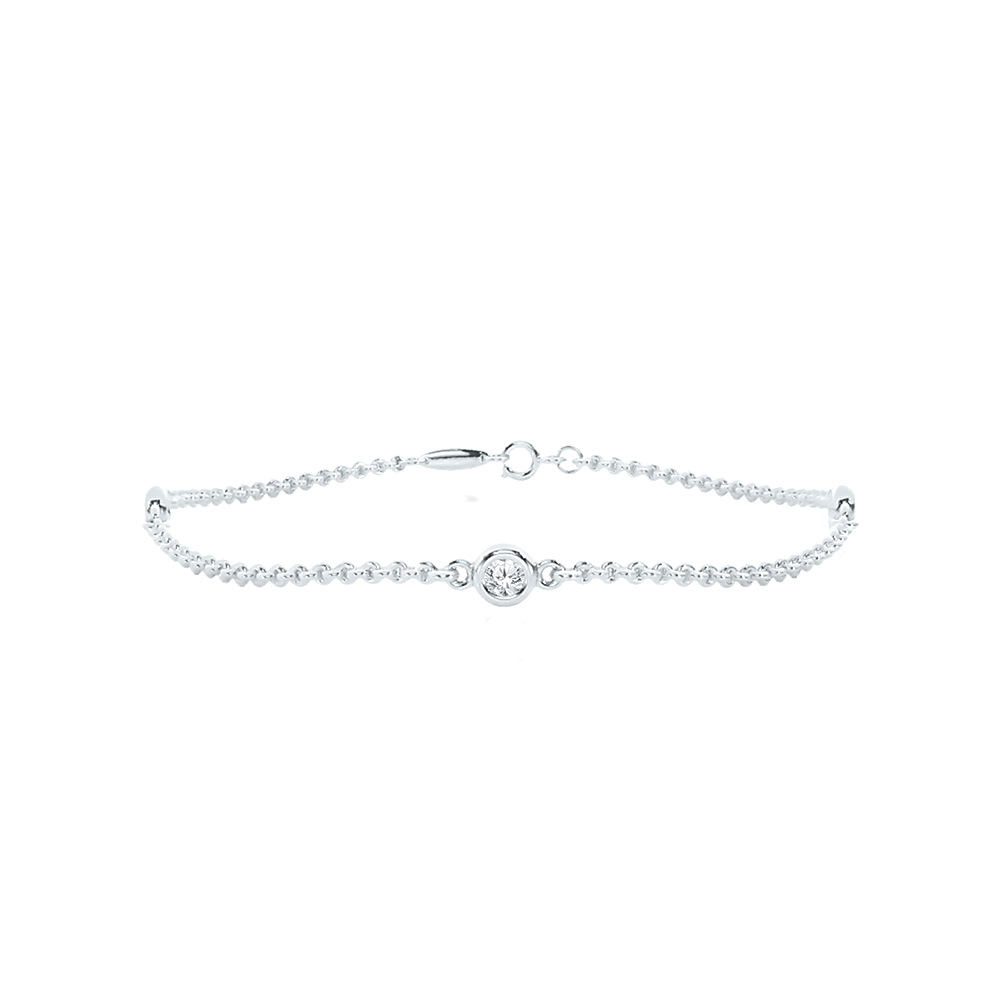 La Joya Three Stone Lab Grown Diamond Bracelet ( 1/4 ct. tw.)-10K White Gold