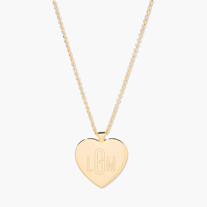14K Gold Plated Initial Heart Pendant Necklace